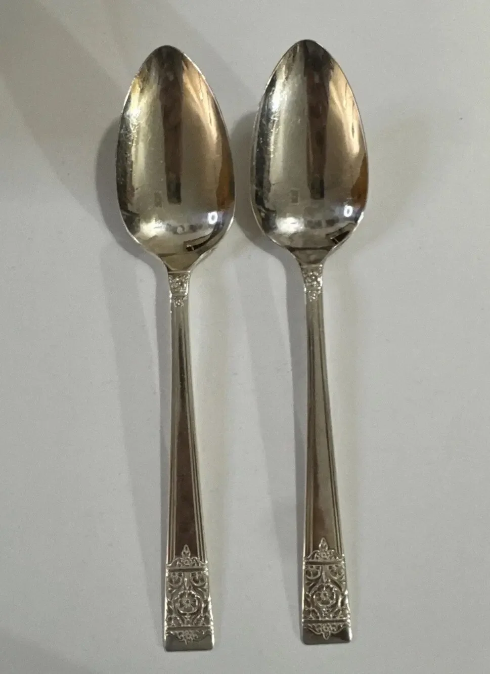 Set 2 Serving Spoons Silverplate Vintage National Silver Co Inauguration 1948 8